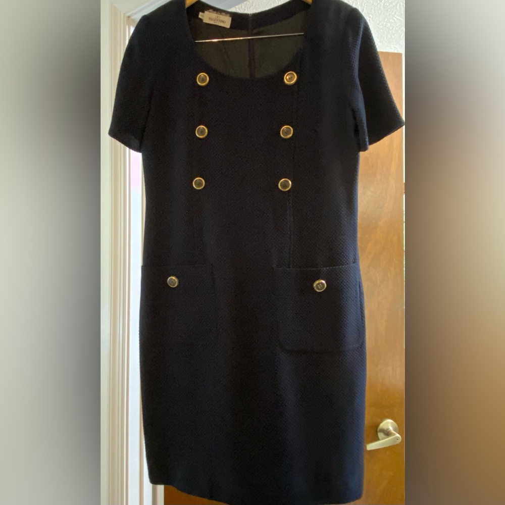 Valentino Navy Double-Breasted Mini Dress
